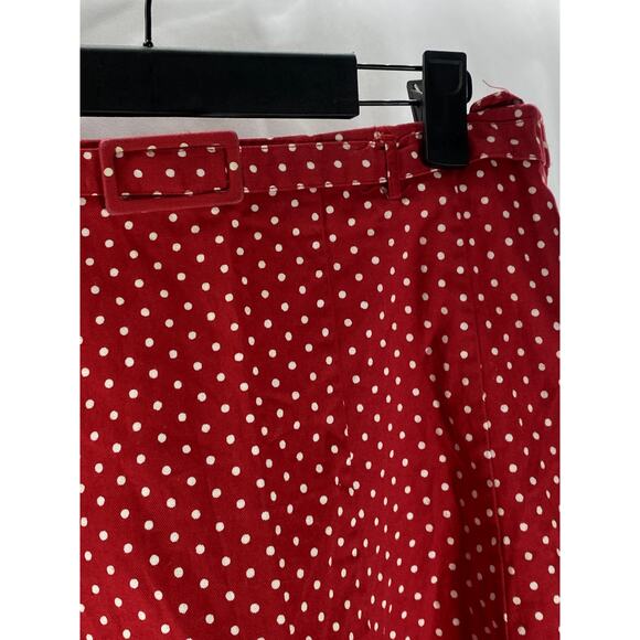 H&M Women's Red-White Polka Dot Belted A-Line Mini Skirt SZ 4 - Picture 4 of 12